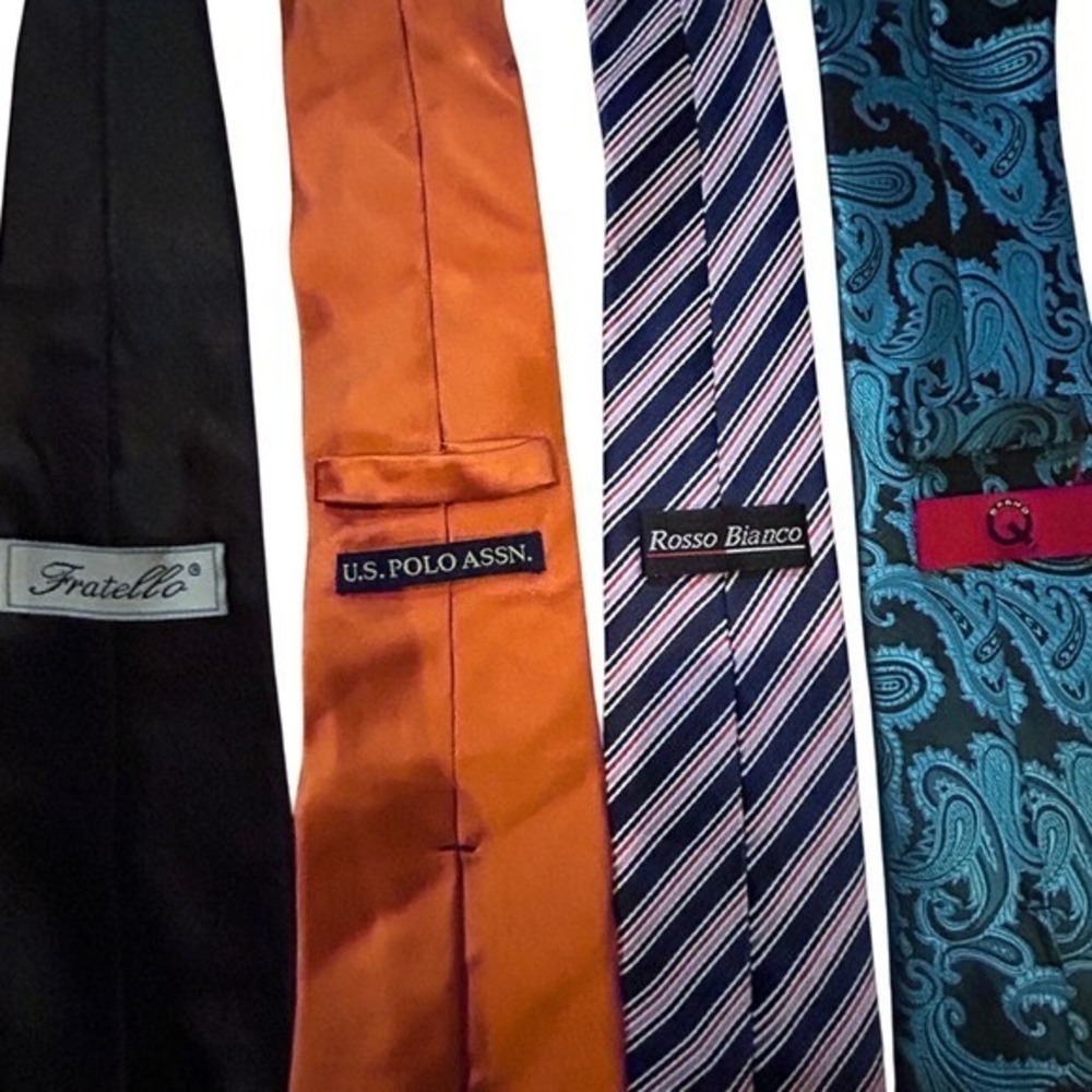 Men's Neckties Lot of 4 Fratello U.S. Polo Assn‎ Rosso Bianco Patterned